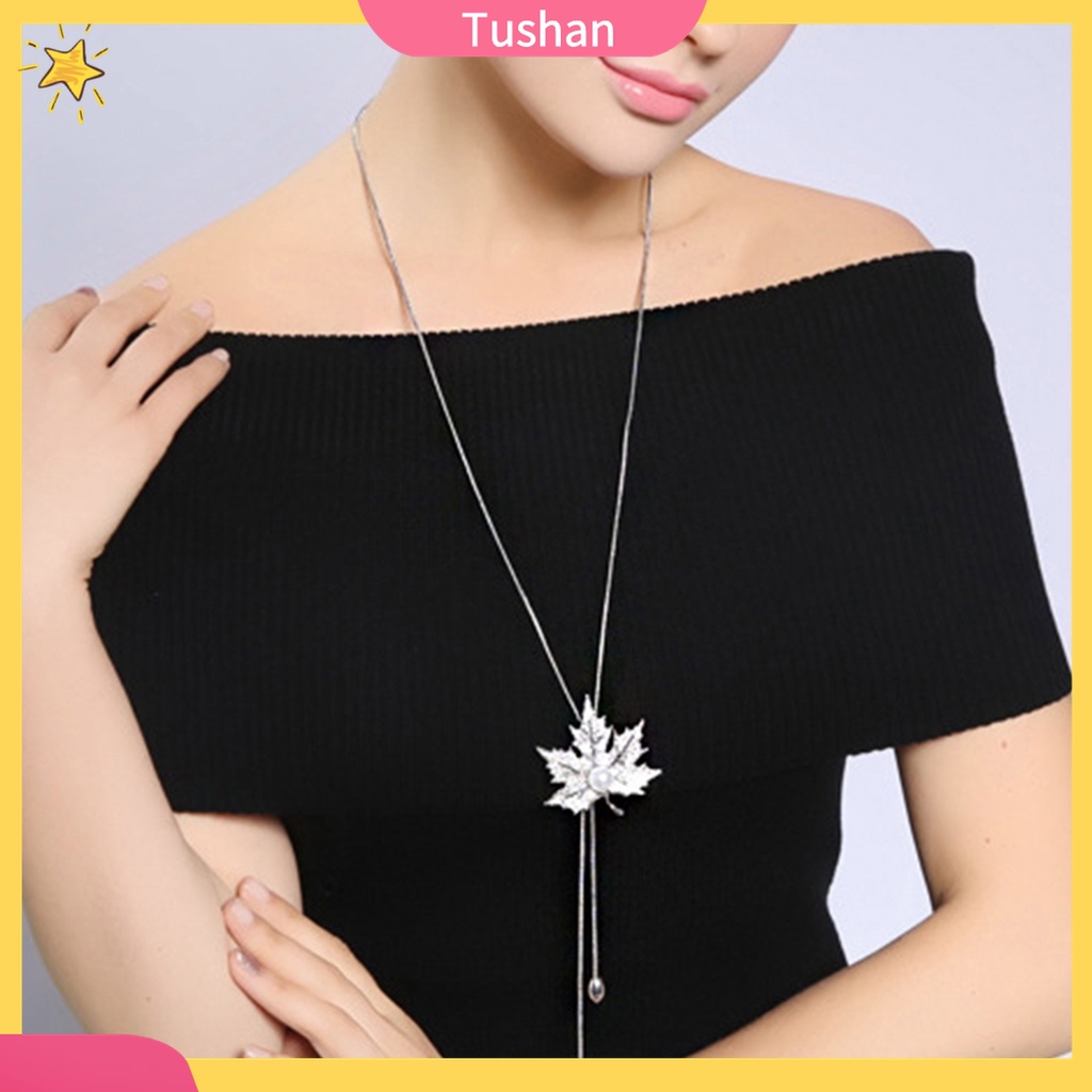 Vòng cổ Hợp Kim Mặt Hình Lá Phong Đính Đá Đơn Giản