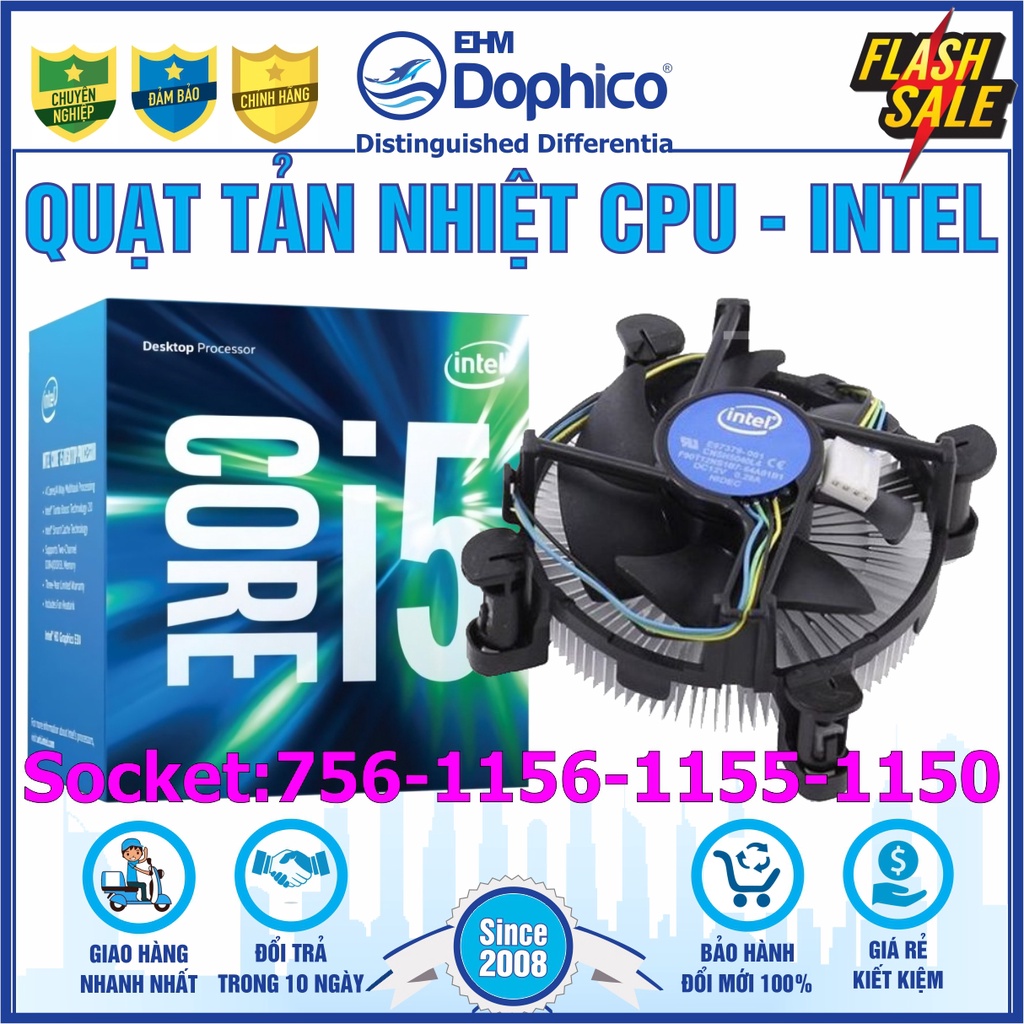 Fan Box CPU – Quạt chip 52 cánh nhôm socket 775 | 1150 | 1155 | 1156 – Bảo hành 12 tháng