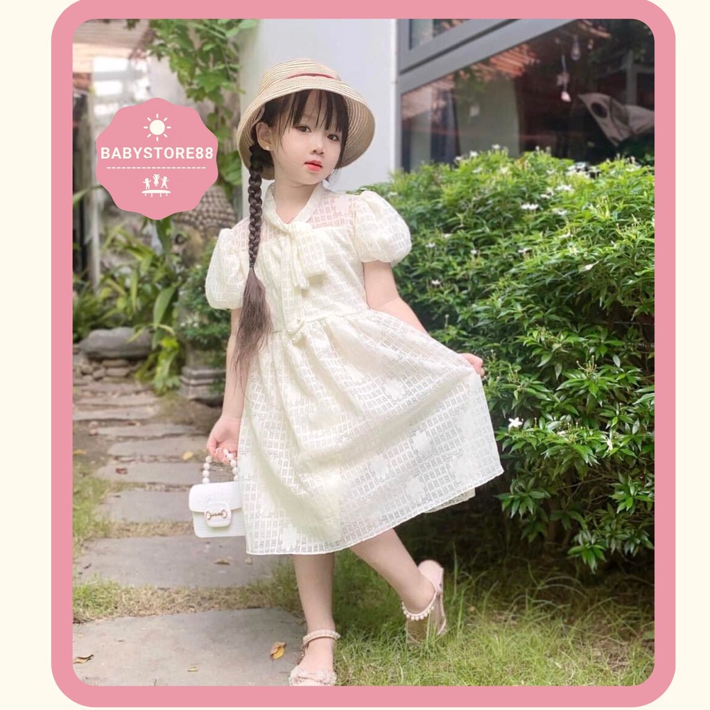 Váy trắng cho bé gái  - BABYSTORE88 - đầm công chúa trẻ em 1 2 3 4 5 6 7 8 9 10 11 12 tuổi V44