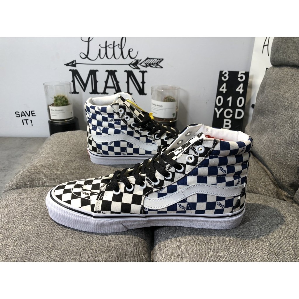  Vans Sk8-Hi Classic Yellow, White, Blue Black Checkerboard ERA High-Top Casual Couple Canvas Shoes 35-44