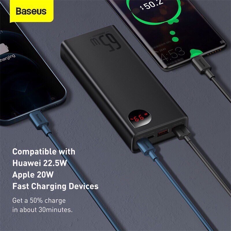 Pin sạc dự phòng Baseus  20.000mAh 65W  Adaman Metal Digital Display Quick Charge