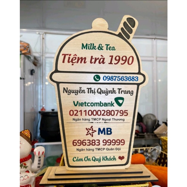 Biển STK, QR code, bảng thanh toán ngân hàng theo yêu câu