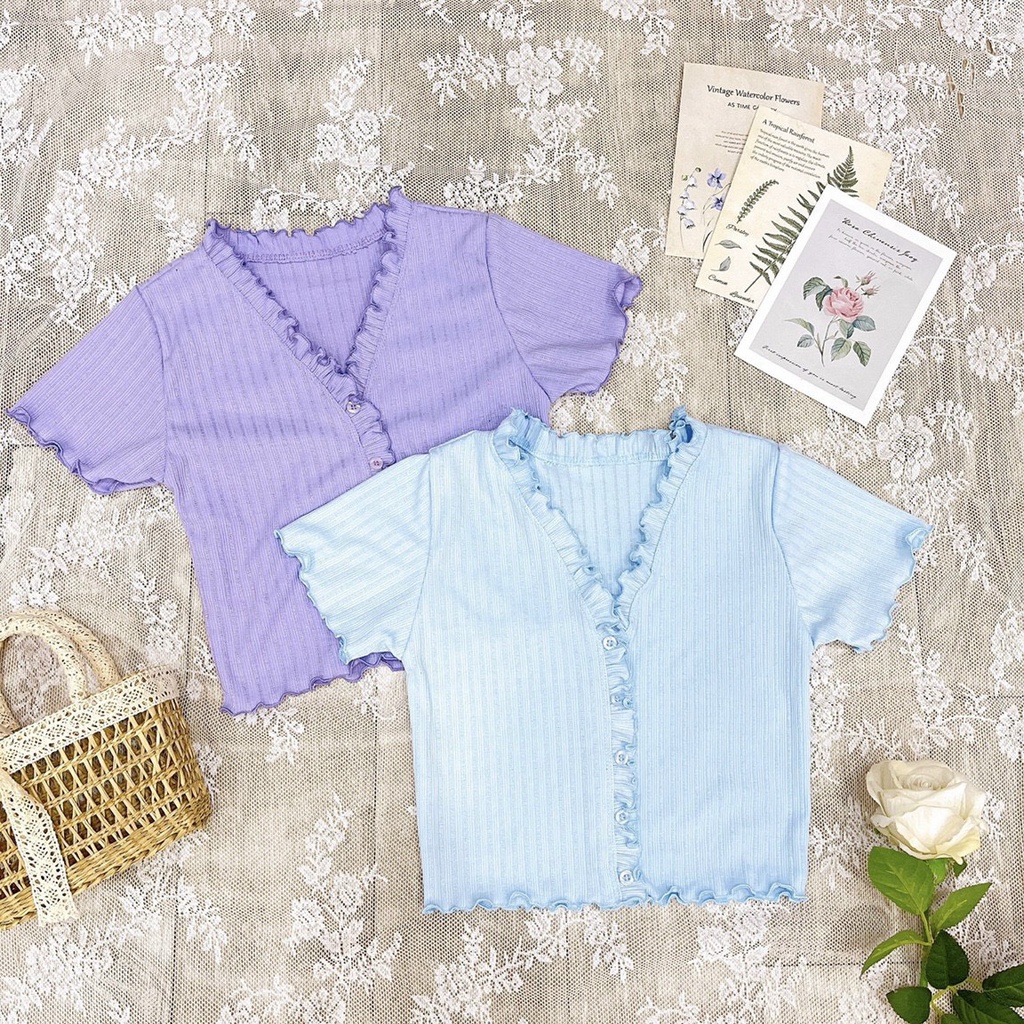 áo croptop hàng nút bèo xinh thun mịn, ôm dáng
