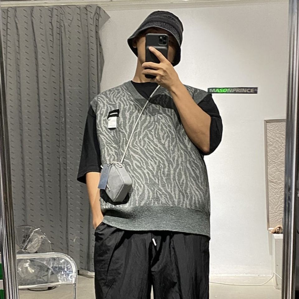 Áo sweater không tay cổ chữ v dáng rộng thiết kế mới thời trang mùa thu theo phong cách Hàn Quốc cho nam