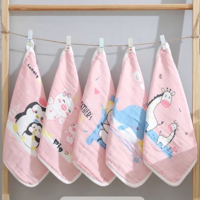 Set 5 KHĂN XÔ SỮA 100% SỢI COTTON SIÊU MỀM 6 LỚP CHO BÉ, CÓ ẢNH THẬT, HÀNG XUẤT NHẬT