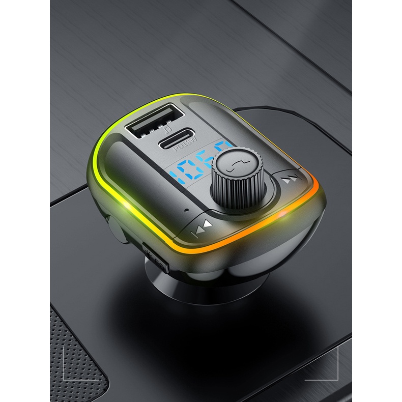 Tẩu phát nhạc Bluetooth 5.0 cao cấp T829 có sạc nhanh Type c PD 18W led nhiều màu