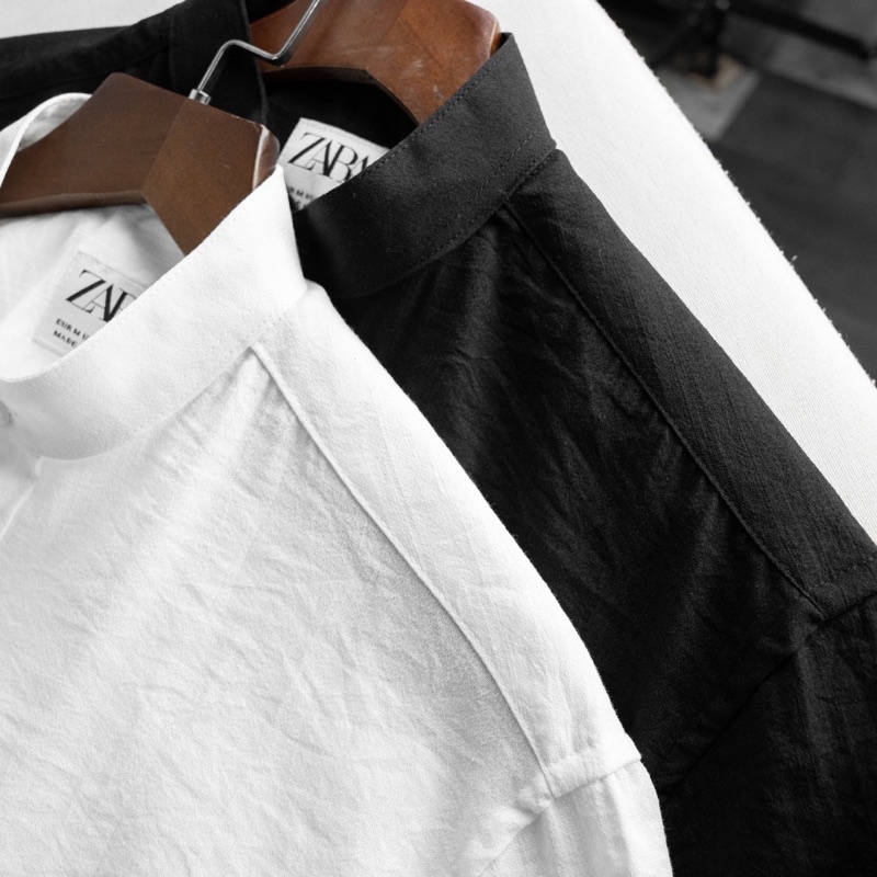 ÁO SƠMI ĐŨI CỔ TÀU  ZARA MEN VẢI DƯ VNXK