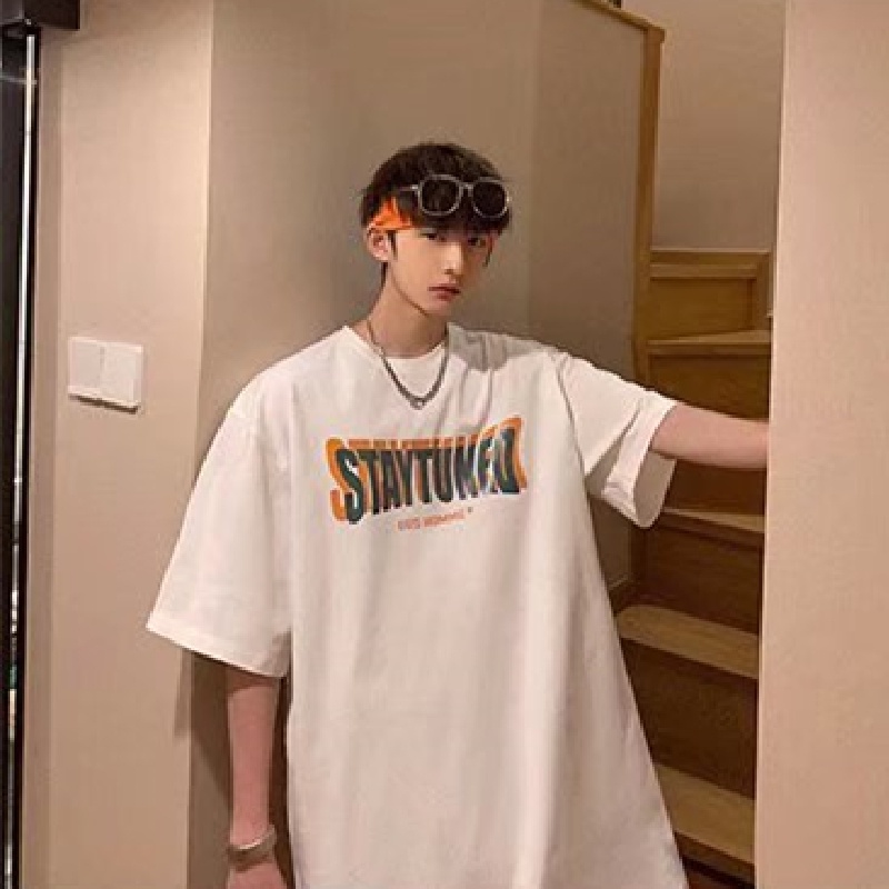 Áo Thun Tay Ngắn Dáng Rộng In Chữ Phong Cách Hip Hop Hàn Quốc Thời Trang Mùa Hè Cho Nam size M-5XL