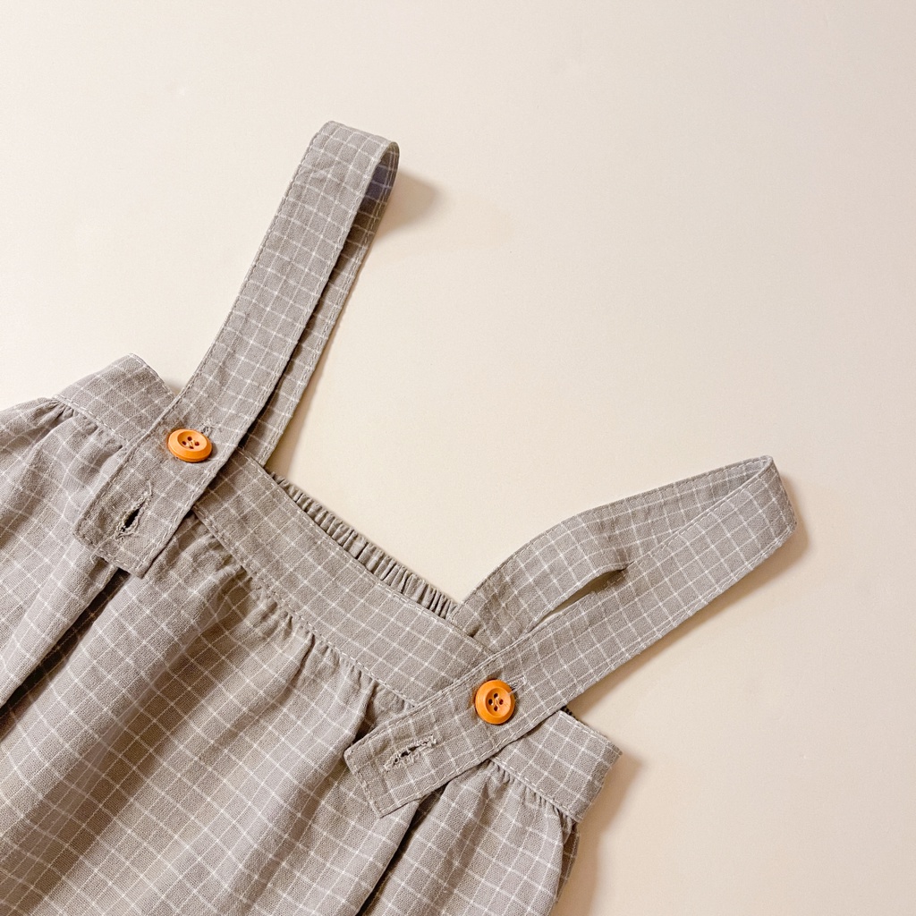 Set Áo Sơ Mi Ngắn Tay + Quần Yếm Họa Tiết Caro + Nón Thời Trang Cho Bé