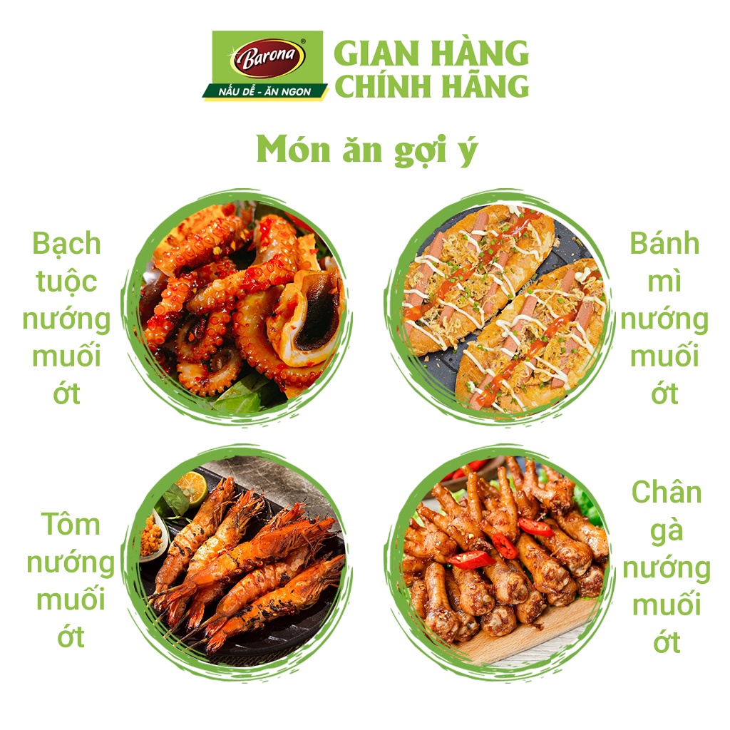 Combo 1 hộp (20 gói) Gia Vị Nướng Muối Ớt Barona 80g ướp ngon chuẩn vị không cần nêm nếm