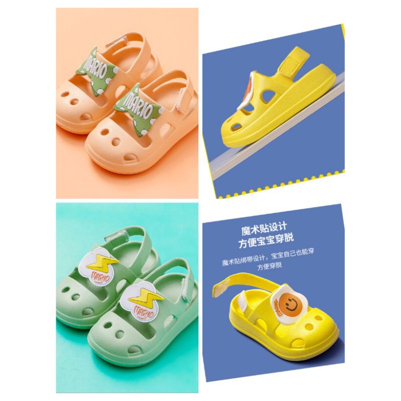 (Quảng Châu Loại 1)Dép sandal Mario 1-5 tuổi, sục cross cho bé trai bé gái siêu nhẹ, quai rán,chống trơn trượt