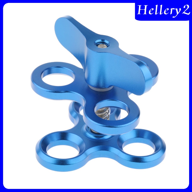 [HELLERY2] Triple Ball Diving Clamp Adapter 3-Holes Underwater Arm for   Blue