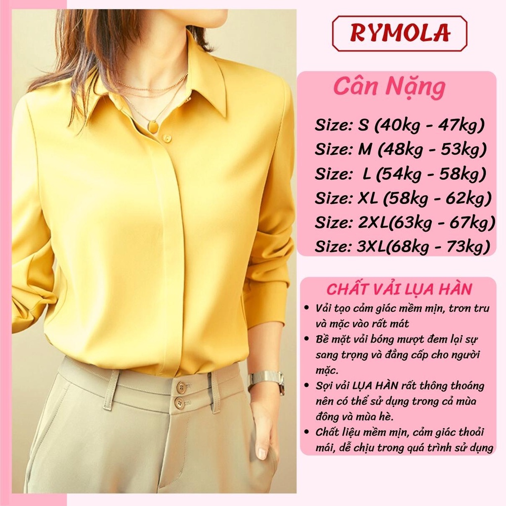 Áo Sơ Mi Nữ Công Sở Màu Vàng Cổ Đức MOLA Kiểu Hàn Quốc Vintage Ulzzang Form Rộng Dài Tay Đẹp Chất Lụa Cao Cấp A2V