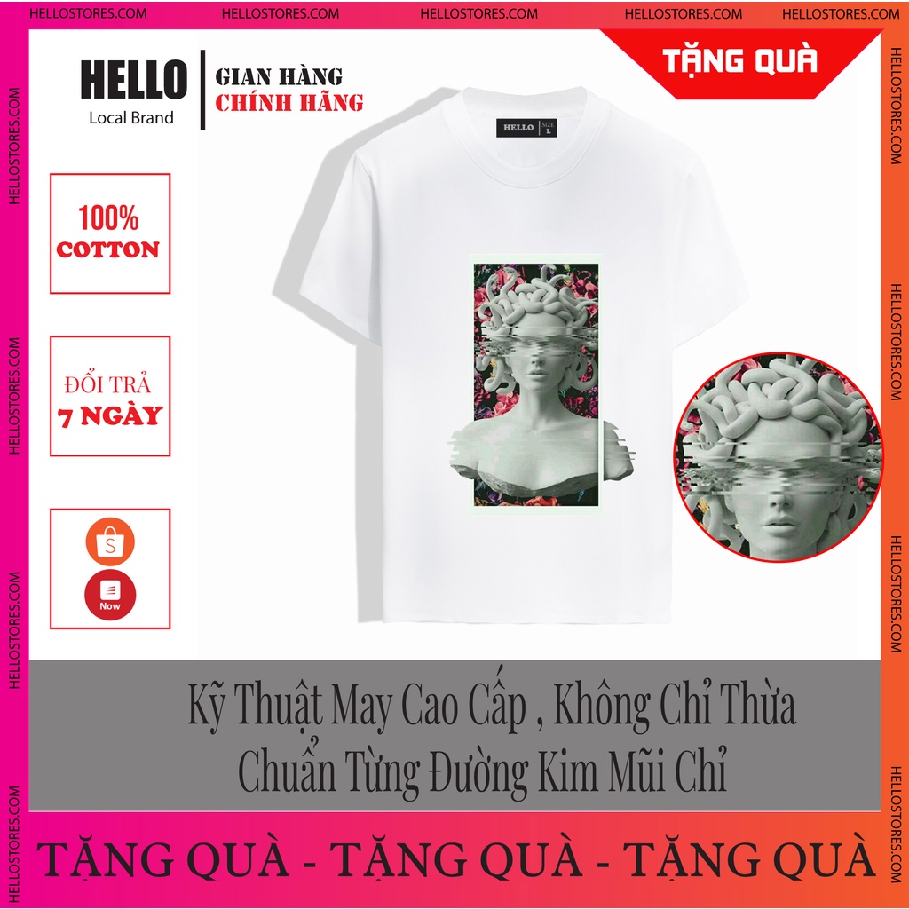 Áo thun tay lỡ nam nữ freesize phông form rộng dáng Unisex, mặc lớp, nhóm, mặc đôi ... in hình Hello Medusa_Ap12 | BigBuy360 - bigbuy360.vn