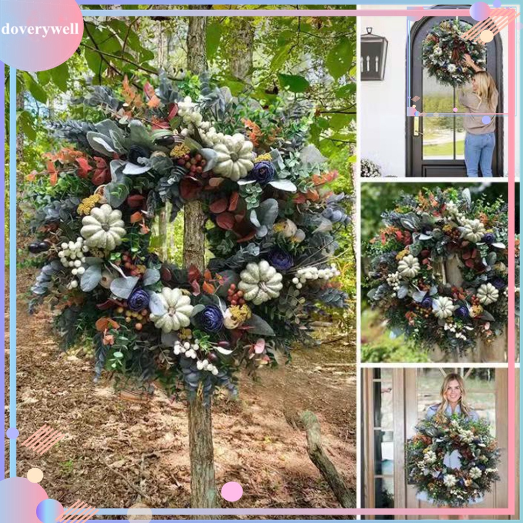 Vòng Hoa Treo Cửa Trang Trí Hình Trái Bí Ngô Bằng Nhựa Sống Động