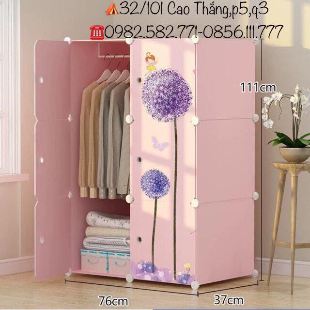 SIZE 37x37CM- TỦ NHỰA CHO BÉ- TỦ QUẦN ÁO- TỦ 6 Ô SIÊU HOT. Kèm 1 treo quần áo đa năng.