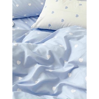 💜 Set chăn ga cotton poly 4 món chấm bi xanh 💜