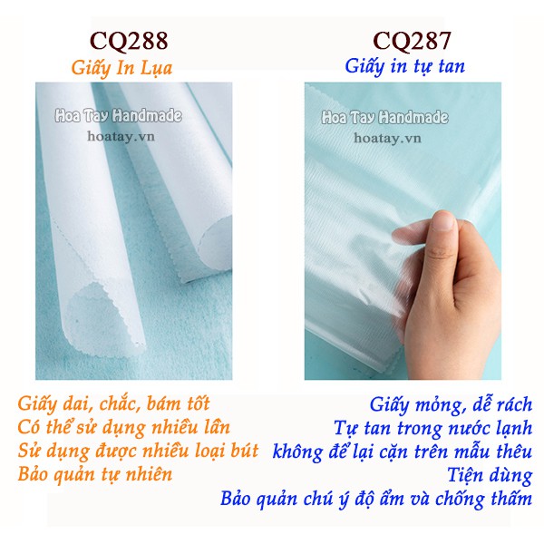 Magic Paper - Giấy in mẫu thêu tự tan trong nước CQ287