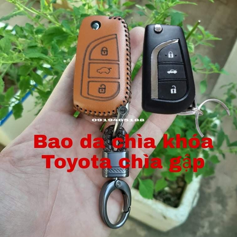 [DA BÒ THẬT] Bao da Chìa khoá ô tô Toyota Altis, Vios, Innova, Fortuner, Camry ( CHÌA ĐIỆN GẬP )