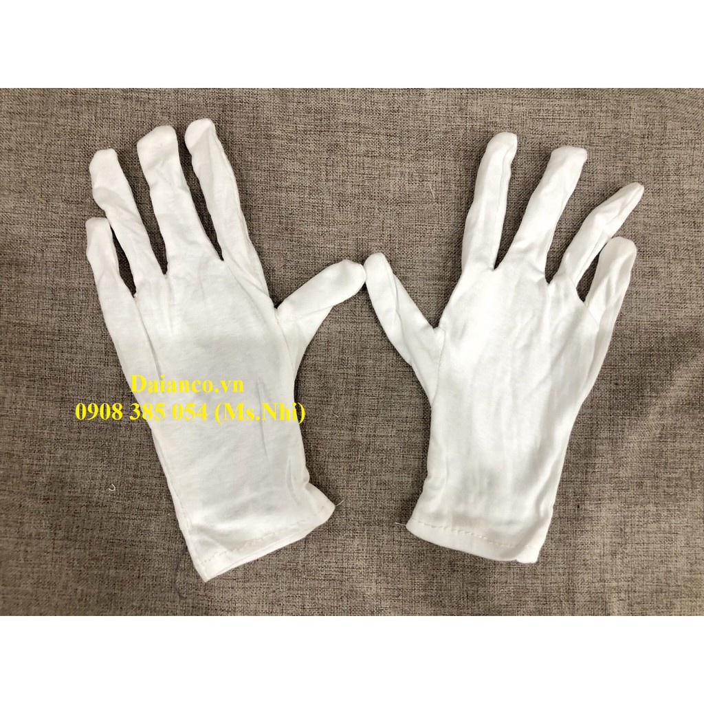 Combo 10 đôi găng tay vải cotton trắng dùng kiểm trả hàng hóa, trang sức- Hình thật