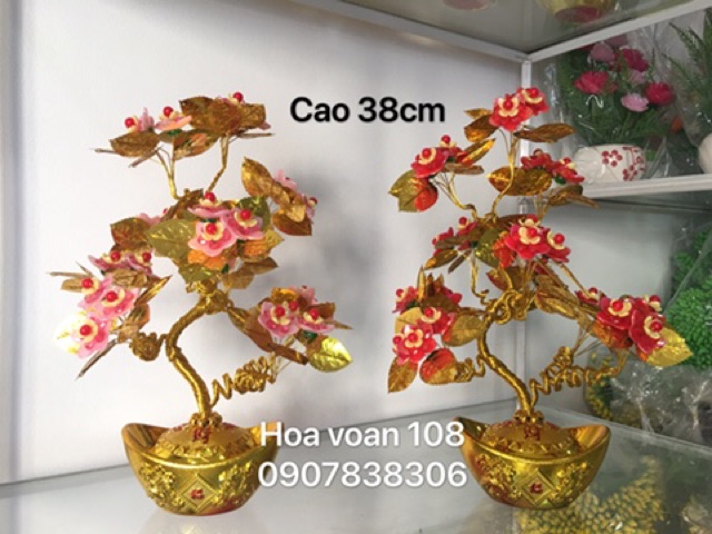 Cây đồng tiền gắn bông pha lê cao 38cm- Thành Phẩm