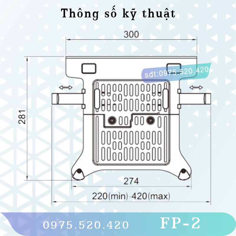 FP2 - Giá Đỡ Kẹp LAPTOP, MÁY TÍNH BẢNG,  [Màn hình 10- 17.3 inch] -[Lắp đặt cùng các tay treo màn hình]
