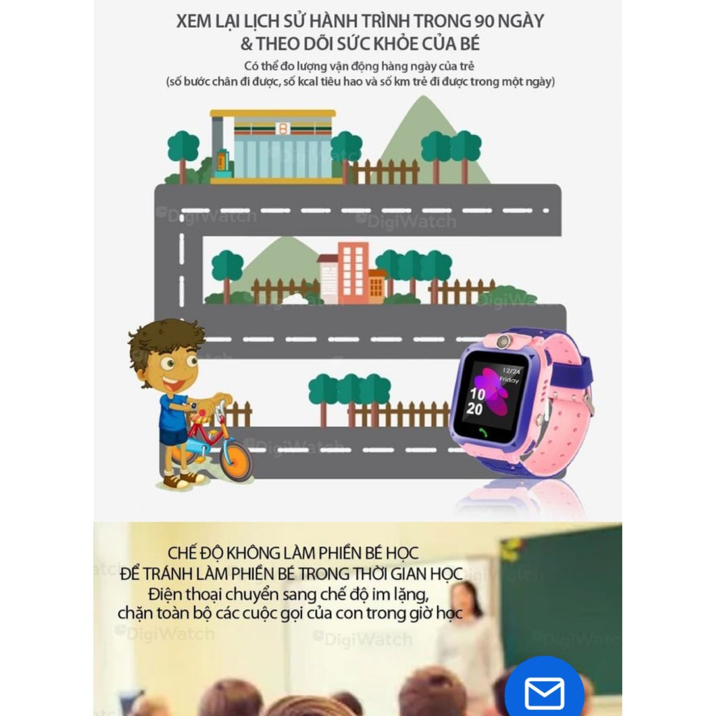 Đồng hồ thông minh theo dõi trẻ em  có GPS, SOS, Camera, Cảnh báo nghe gọi 2 Chiều chống nước