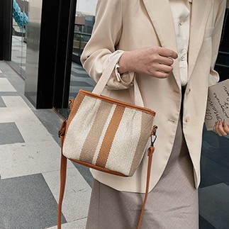 Túi xách vải sọc thời trang xinh xắn_Ảnh Thật