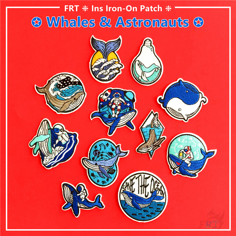 Miếng vá ủi quần áo họa tiết cá voi / phi hành gia độc đáo chất lượng cao