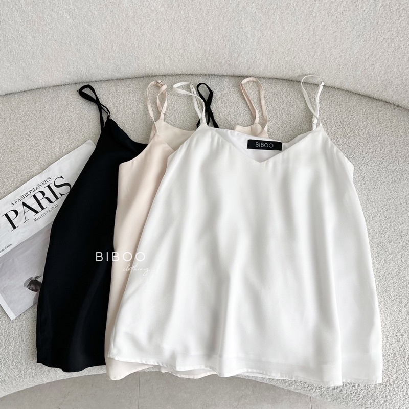 BIBOO - Áo hai dây lụa form suông thoải mái chất liệu Lụa Hàn cao cấp SILK CAMISOLE