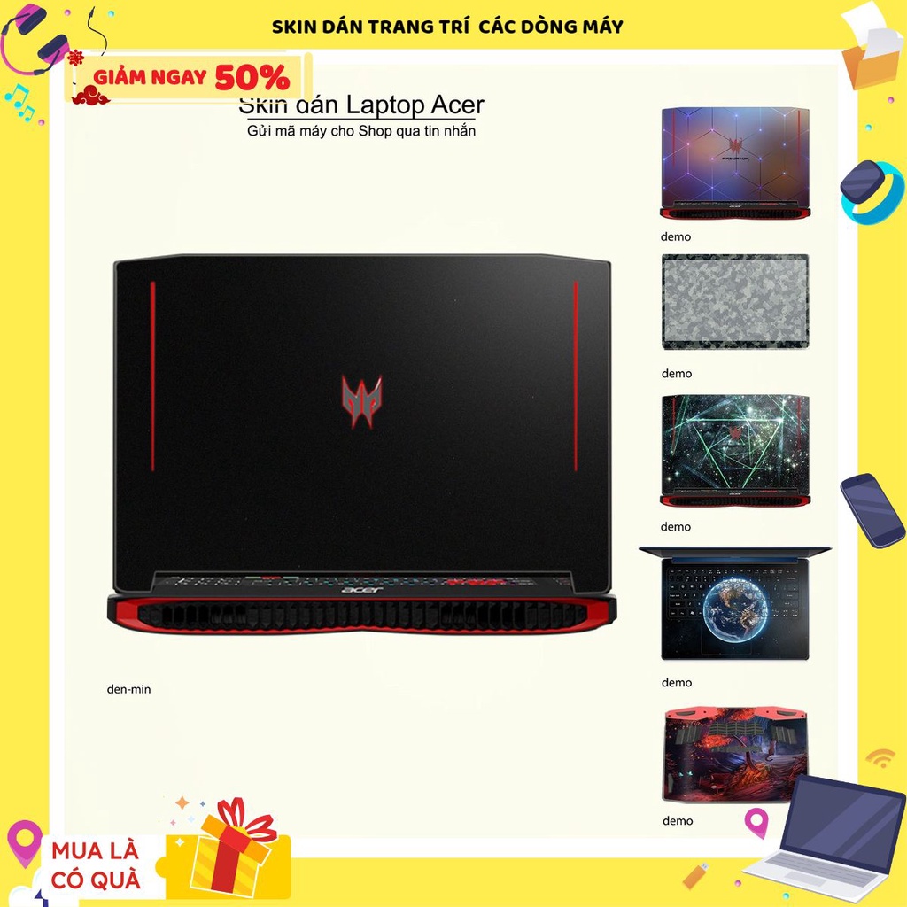 Skin dán Laptop Acer dán màu đen mịn (inbox mã máy cho Shop)