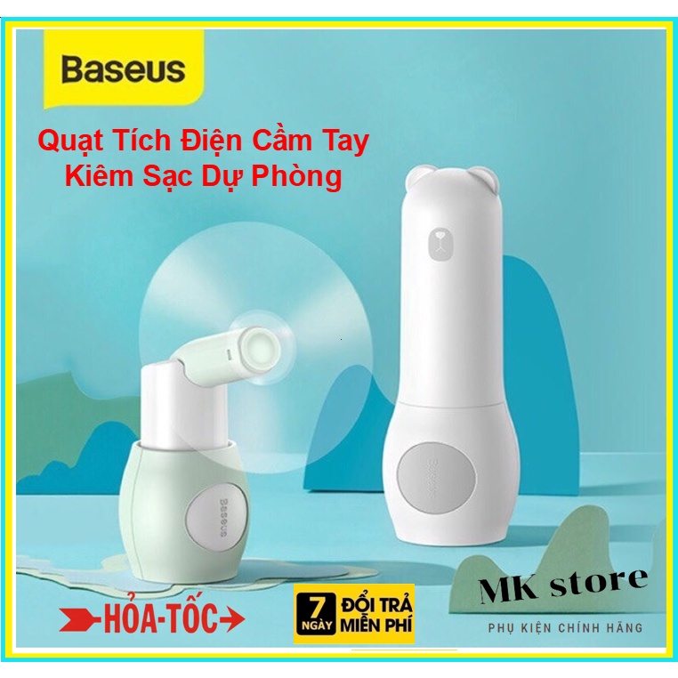 Quạt mini cầm tay kiêm sạc dự phòng 2000mAh Baseus CXZD -A02 chính hãng - An toàn đối với trẻ nhỏ