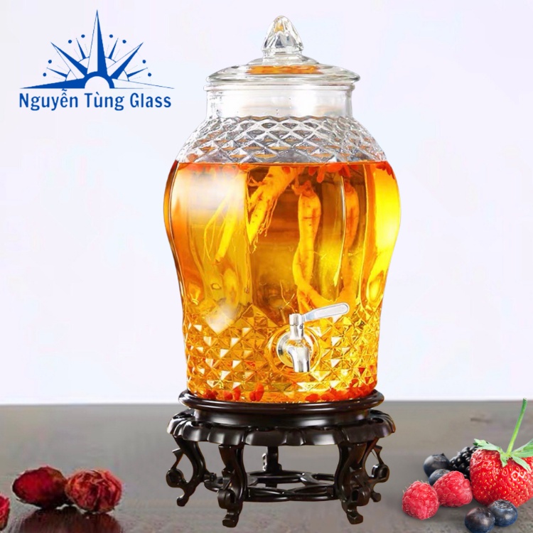 BÌNH NGÂM RƯỢU THỦY TINH KIM CƯƠNG (3 LÍT ) CÓ VÒI & KHÔNG VÒI