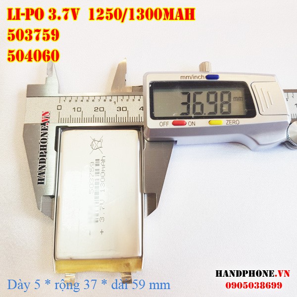 Pin Li-Po 3.7V 503759 504060 553759 1200 / 1300mAh (Lithium Polyme) cho điện thoại,Bộ đàm,Định vị GPS, Camera hành trình