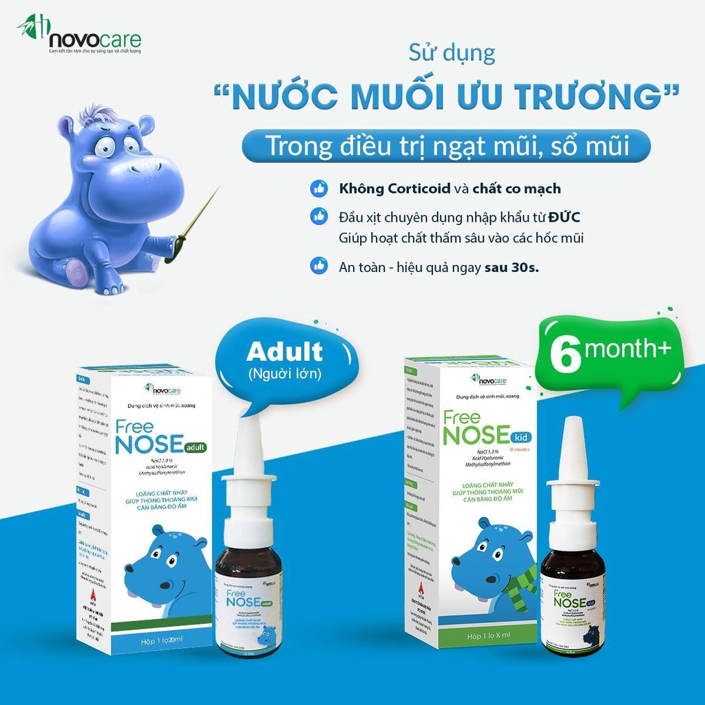 Xịt thông mũi Freenose chai 20ml giảm ngạt mũi chảy nước mũi (dùng được cho trẻ từ 6 tháng tuổi)