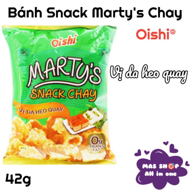 Snack Chay Marty's Oishi gói 42g vị da heo quay