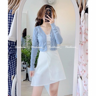 Set tiểu thư thun 3 món áo khoác áo 2s chân váy chất mịn không xù