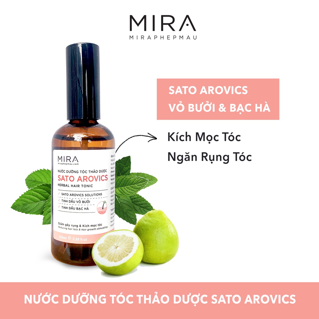 Nước Dưỡng Kích Mọc Tóc Sato Arovics Tinh Dầu Bưởi Bạc Hà -Miraphepmau