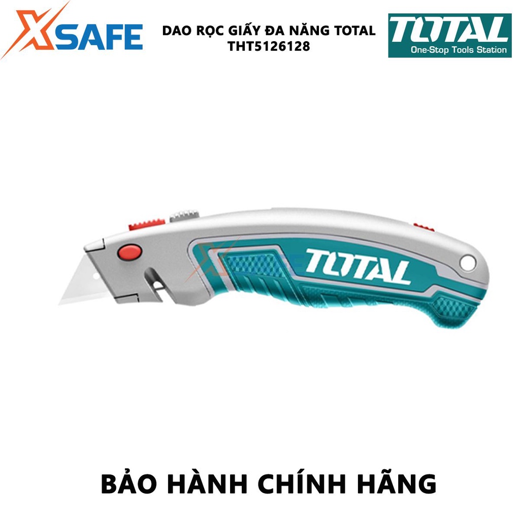 Dao rọc giấy đa năng TOTAL THT5126128 | dao cắt giấy kích thước lưỡi 61x19mm, lưỡi SK5, kèm 6 lưỡi cắt dán giấy