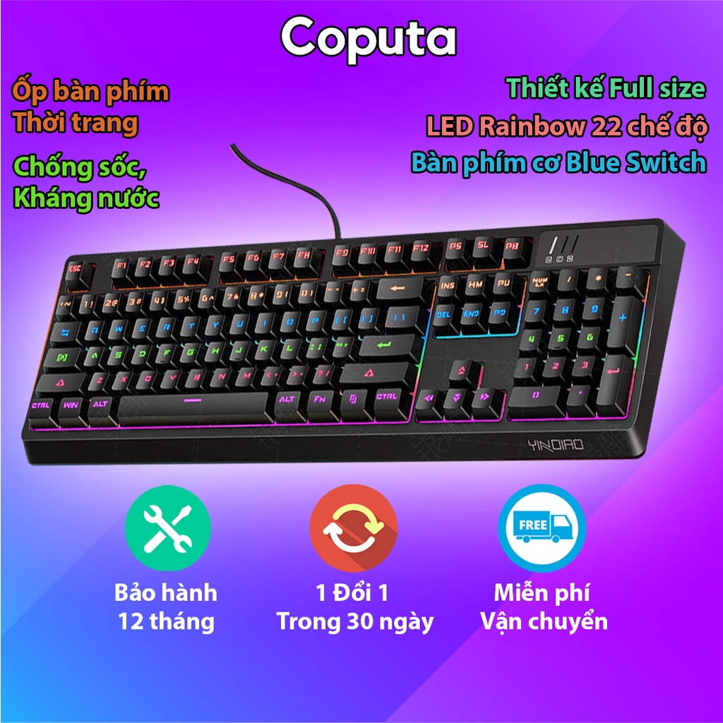 Bàn phím cơ Coputa Bàn phím máy tính laptop Full LED có dây K300