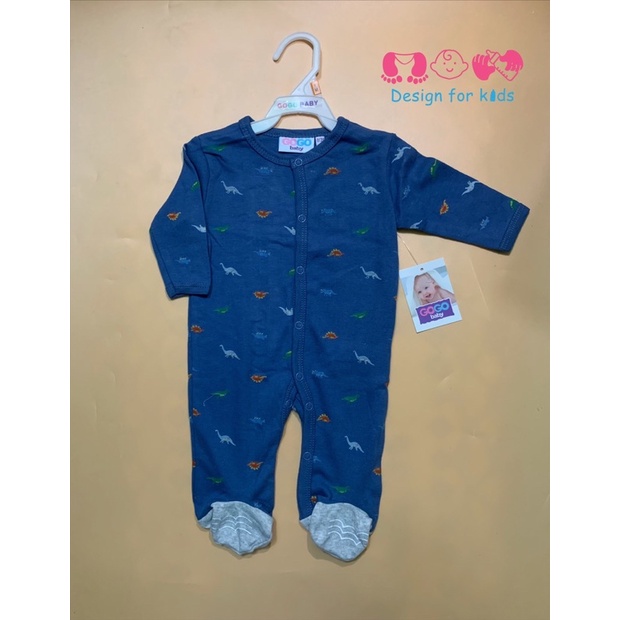 Sleepsuit hãng Gogo Baby vải cotton mềm mỏng bộ body dài tay liền tất cho bé trai và bé gái