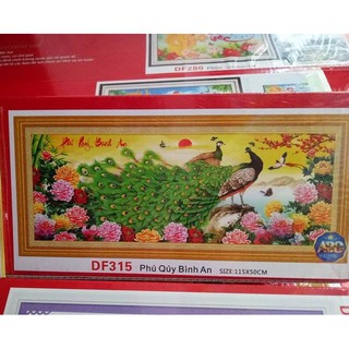 Tranh gắn đá Phú quý bình an Df315 115x50cm