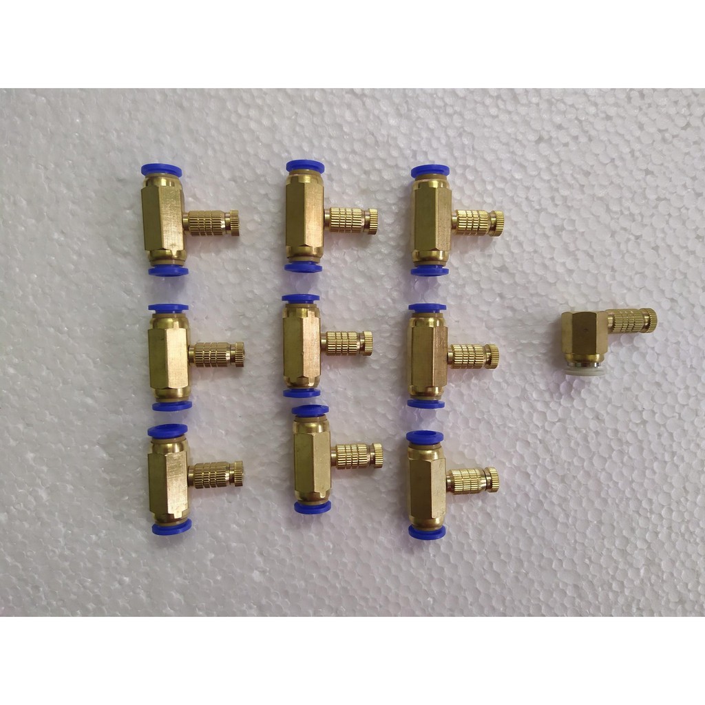Bộ béc đồng phun sương số 1,2,3 kèm đế nối ống 8mm