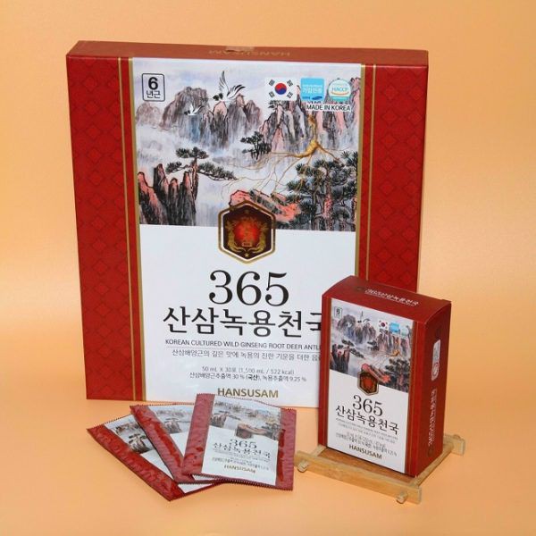 Nước Chiết Xuất Hồng Sâm Núi 365 (KOREA CULTURED WILD GINSENG ROOR DEER ANTERS) 50ml x 30gói - Qùa tặng sức khỏe ý nghĩa
