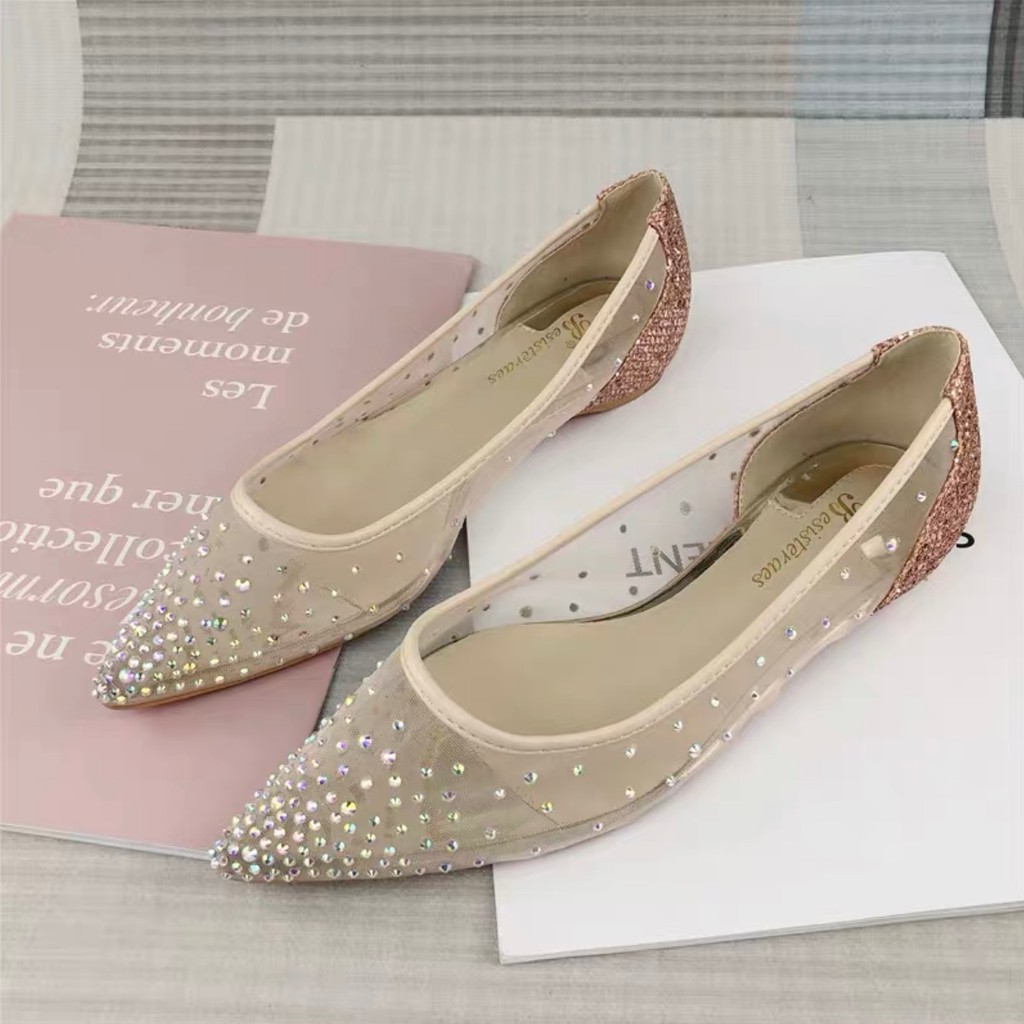 [ ORDER ] Giày nữ/ Giày bệt mũi nhọn đính hạt Size 33-39 | BigBuy360 - bigbuy360.vn