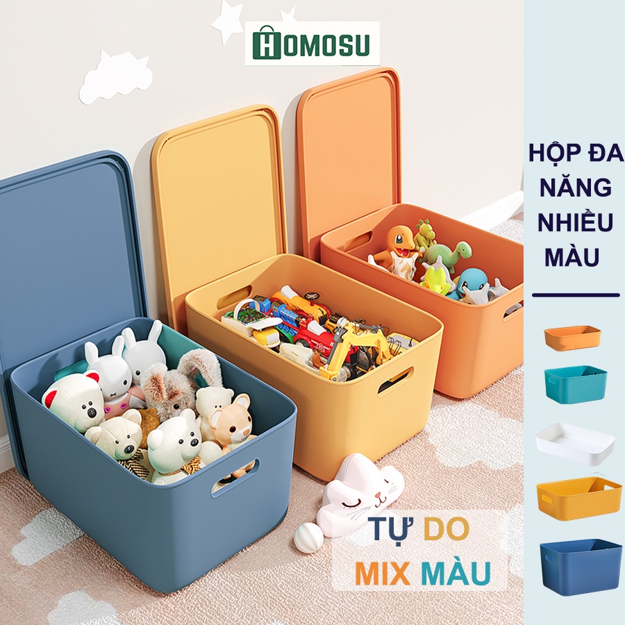 Hộp Đựng Đồ Bằng Nhựa, Hộp Nhựa Có Nắp Đa Năng Có Tay Cầm Nhiều Màu Tiện Dụng Cao Cấp Q002Z