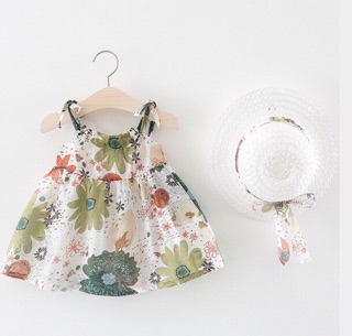 Set đồ bé gái kèm mũ và váy