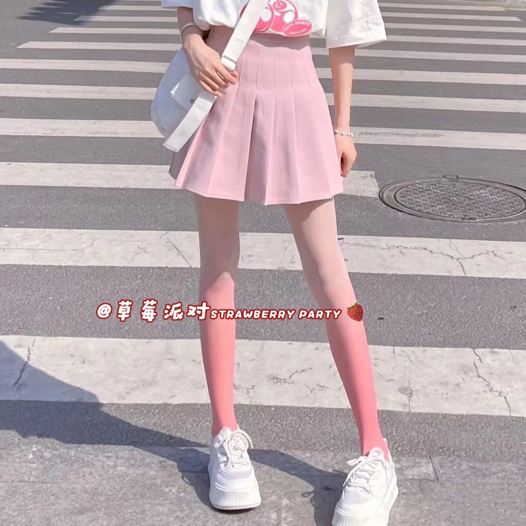 Jiashucheng Quần Tất Lụa Màu Gradient Siêu Mỏng Gợi Cảm jk Đen Đào Trắng Hồng Cho Nữ