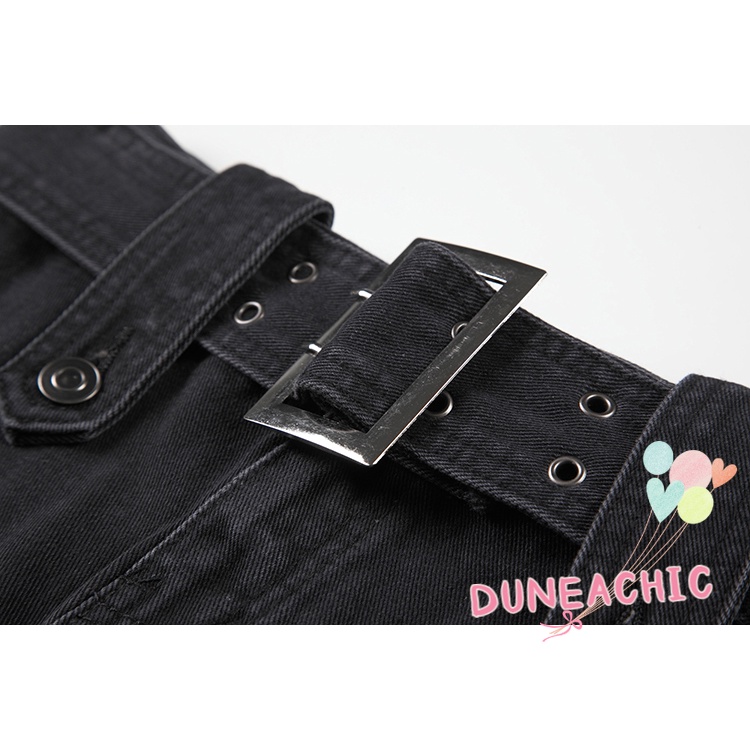 Chân Váy Lưng Thấp Màu Trơn Phối Khóa Phong Cách Đường Phố