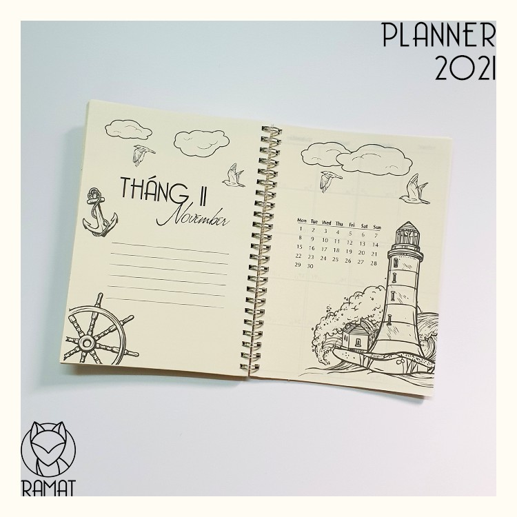 Sổ Planner 2021 gáy lò xo Pantone